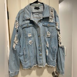 Denim distressed jacket